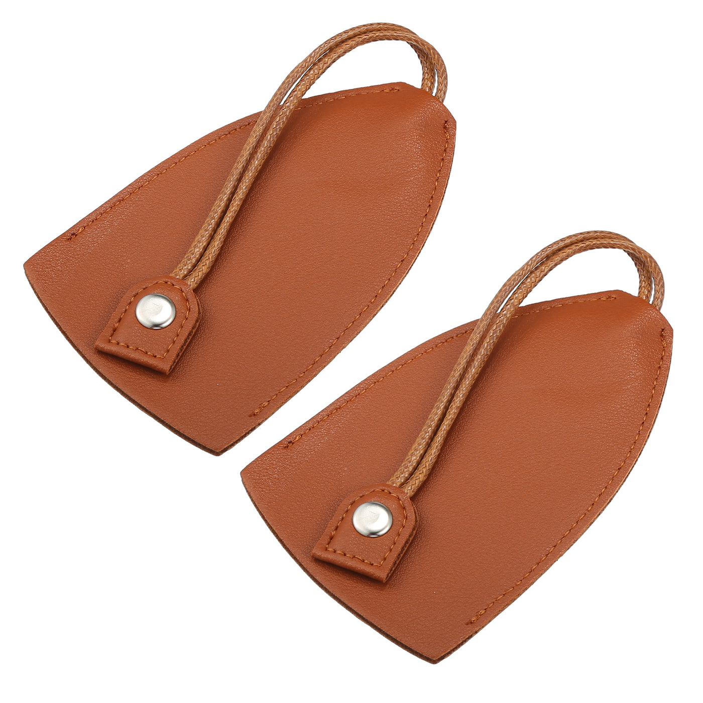 VekAuto 2 Pcs Pull Out Car Key Fob Case Cover Protector, Key Sleeve Keychain Bags Holder Universal for Car Large Capacity Faux Leather Brown with Keyring