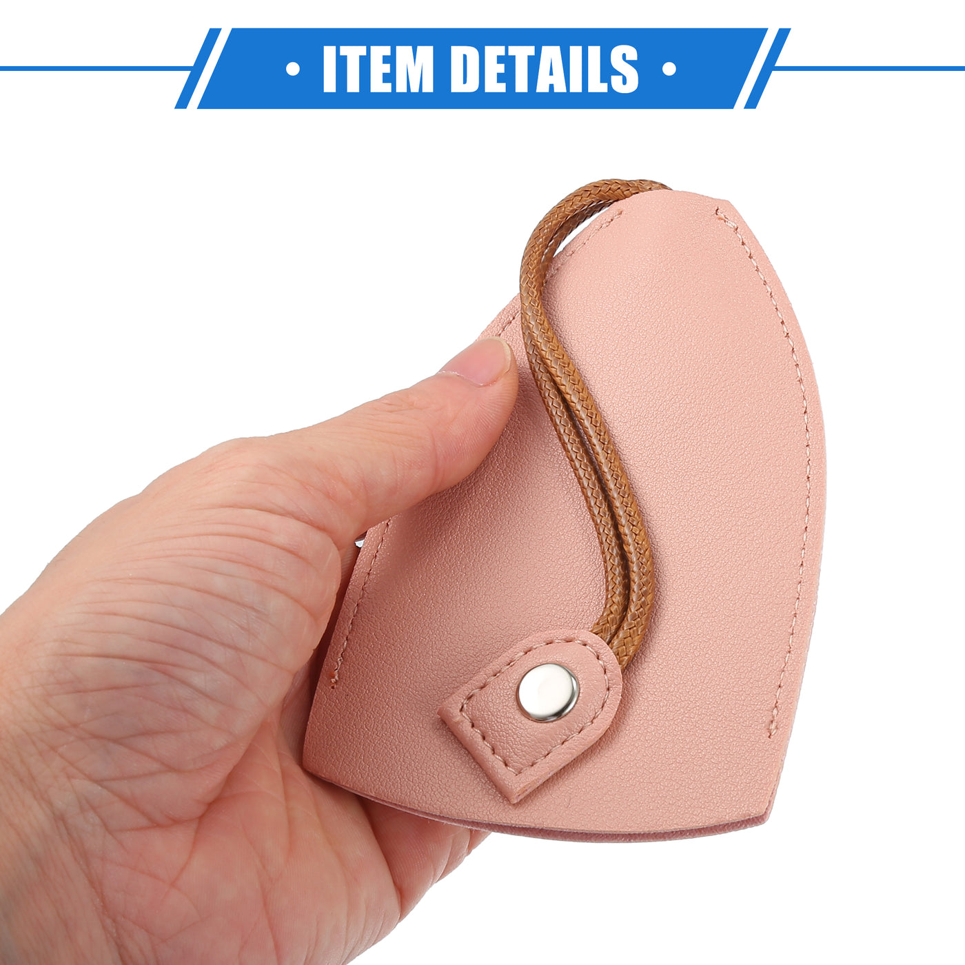 VekAuto 4 Pcs Pull Out Car Key Fob Case Cover Protector, Key Sleeve Keychain Bags Holder Universal for Car Large Capacity Faux Leather Pink with Keyring