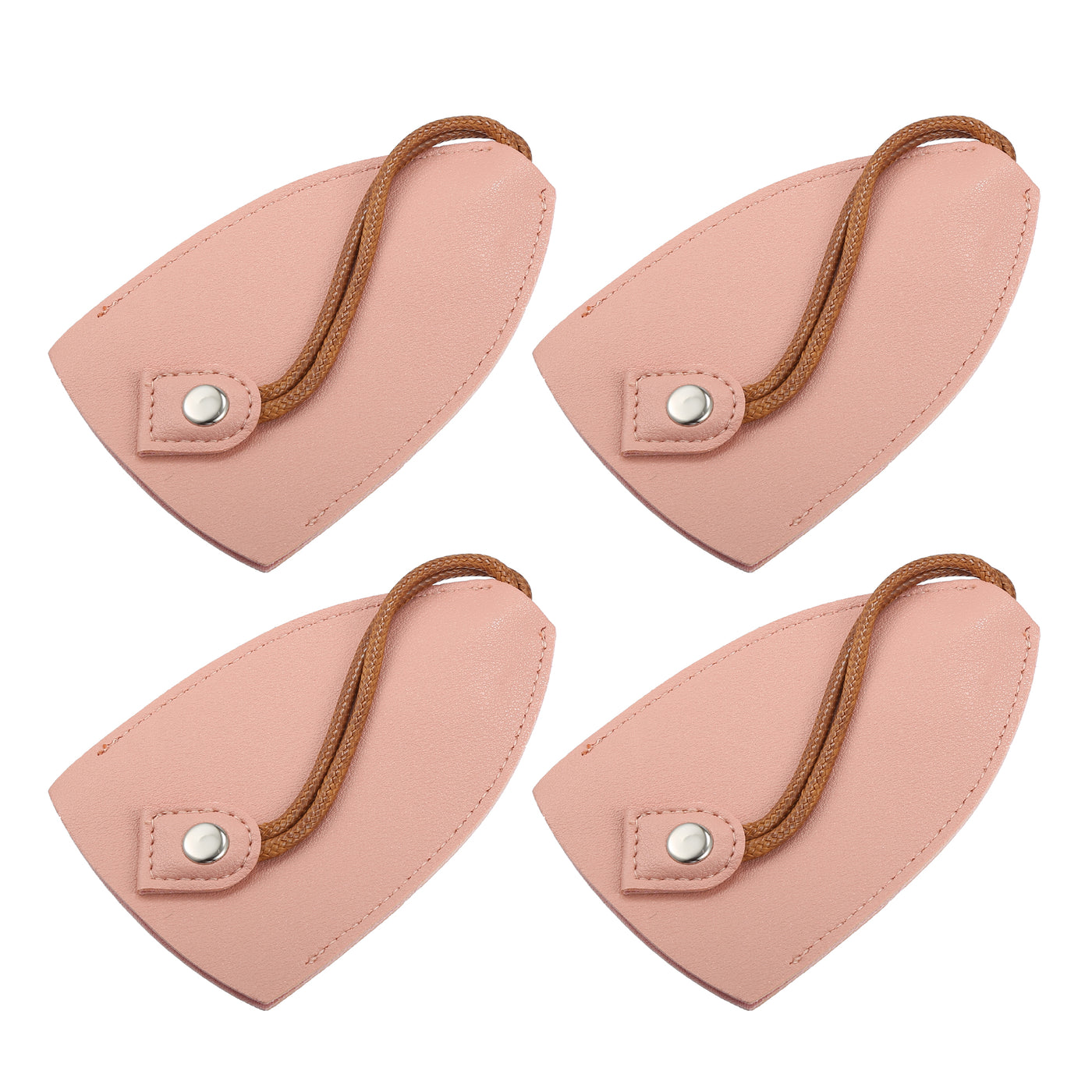 VekAuto 4 Pcs Pull Out Car Key Fob Case Cover Protector, Key Sleeve Keychain Bags Holder Universal for Car Large Capacity Faux Leather Pink with Keyring