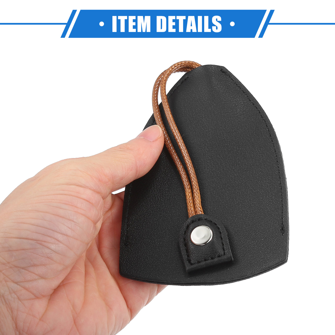 VekAuto 4 Pcs Pull Out Car Key Fob Case Cover Protector, Key Sleeve Keychain Bags Holder Universal for Car Large Capacity Faux Leather Black with Keyring