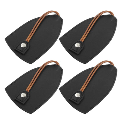 Harfington 4 Pcs Pull Out Car Key Fob Case Cover Protector, Key Sleeve Keychain Bags Holder Universal for Car Large Capacity Faux Leather Black with Keyring