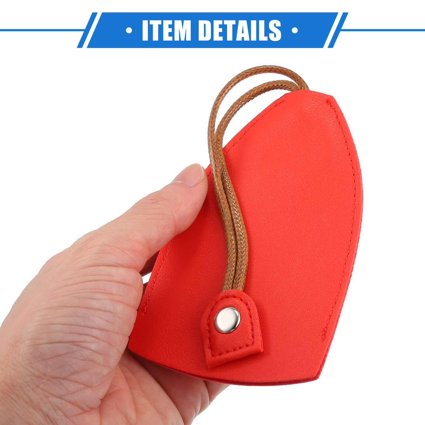 VekAuto 4 Pcs Pull Out Car Key Fob Case Cover Protector, Key Sleeve Keychain Bags Holder Universal for Car Large Capacity Faux Leather Red with Keyring