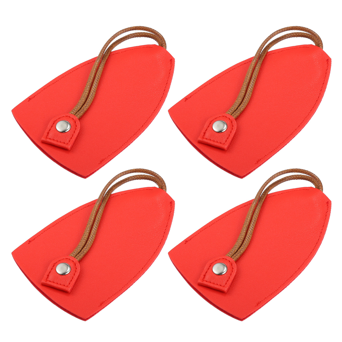 VekAuto 4 Pcs Pull Out Car Key Fob Case Cover Protector, Key Sleeve Keychain Bags Holder Universal for Car Large Capacity Faux Leather Red with Keyring