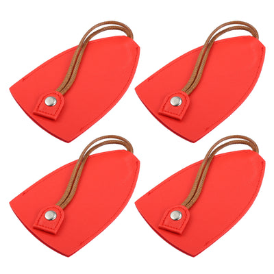 Harfington 4 Pcs Pull Out Car Key Fob Case Cover Protector, Key Sleeve Keychain Bags Holder Universal for Car Large Capacity Faux Leather Red with Keyring