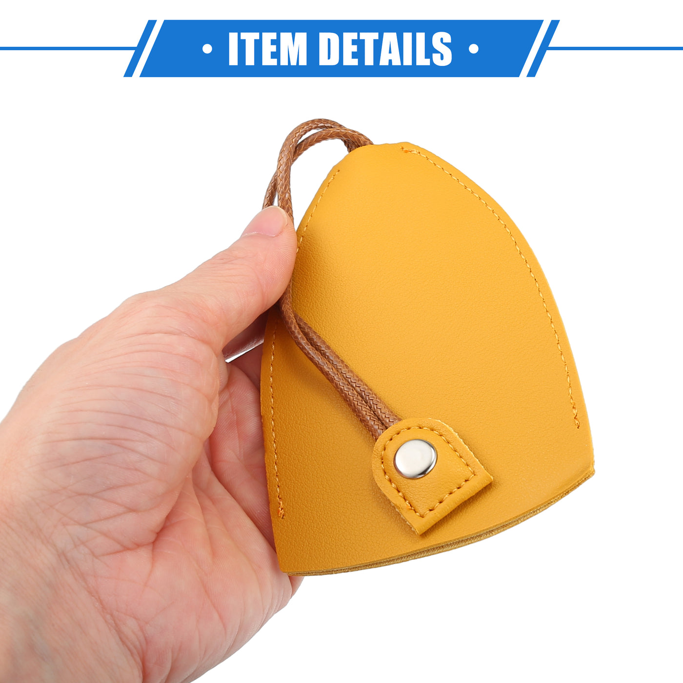 VekAuto 4 Pcs Pull Out Car Key Fob Case Cover Protector, Key Sleeve Keychain Bags Holder Universal for Car Large Capacity Faux Leather Yellow with Keyring