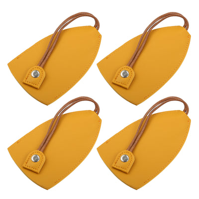 Harfington 4 Pcs Pull Out Car Key Fob Case Cover Protector, Key Sleeve Keychain Bags Holder Universal for Car Large Capacity Faux Leather Yellow with Keyring