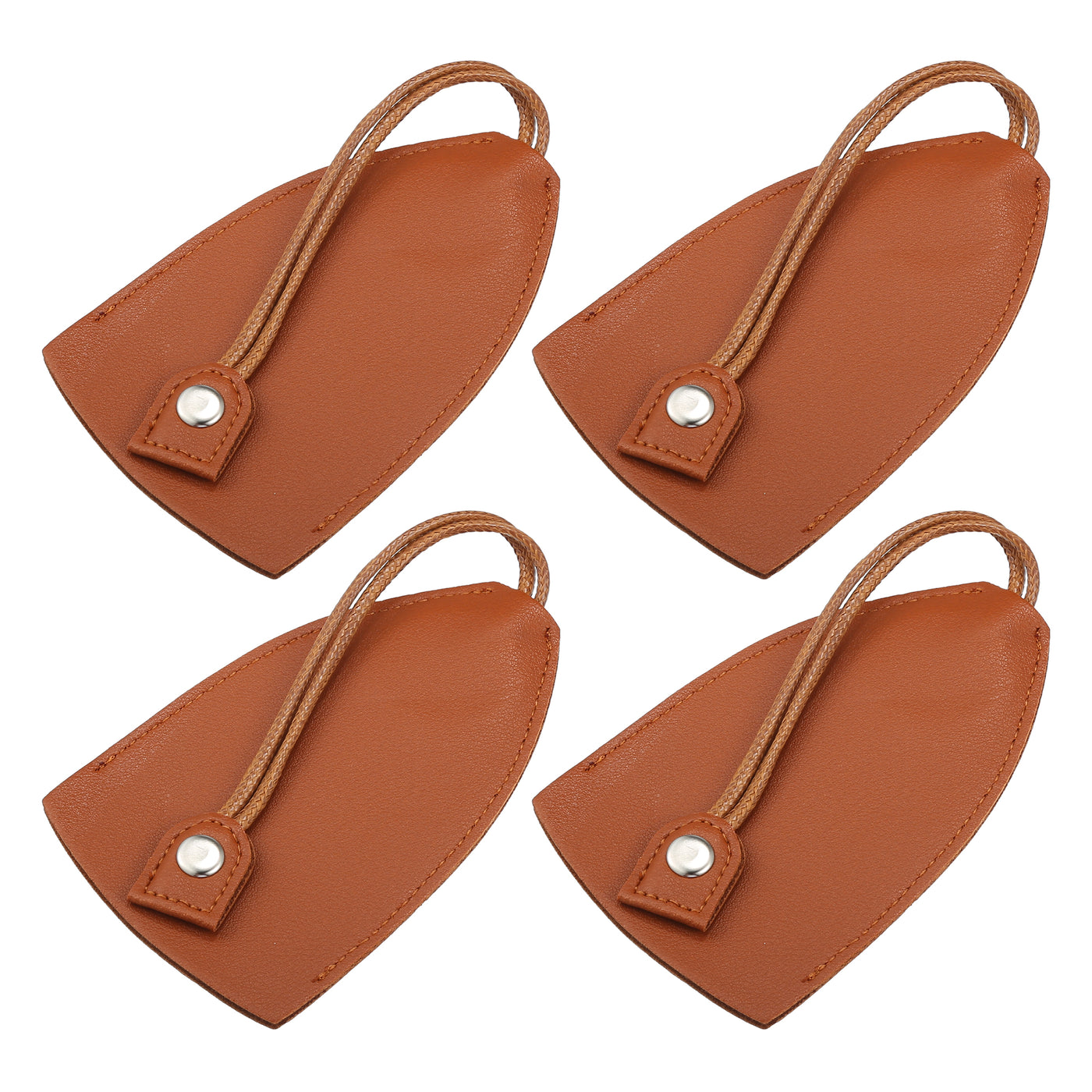 VekAuto 4 Pcs Pull Out Car Key Fob Case Cover Protector, Key Sleeve Keychain Bags Holder Universal for Car Large Capacity Faux Leather Brown with Keyring