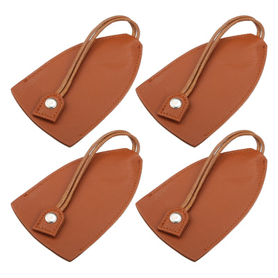 Harfington 4 Pcs Pull Out Car Key Fob Case Cover Protector, Key Sleeve Keychain Bags Holder Universal for Car Large Capacity Faux Leather Brown with Keyring