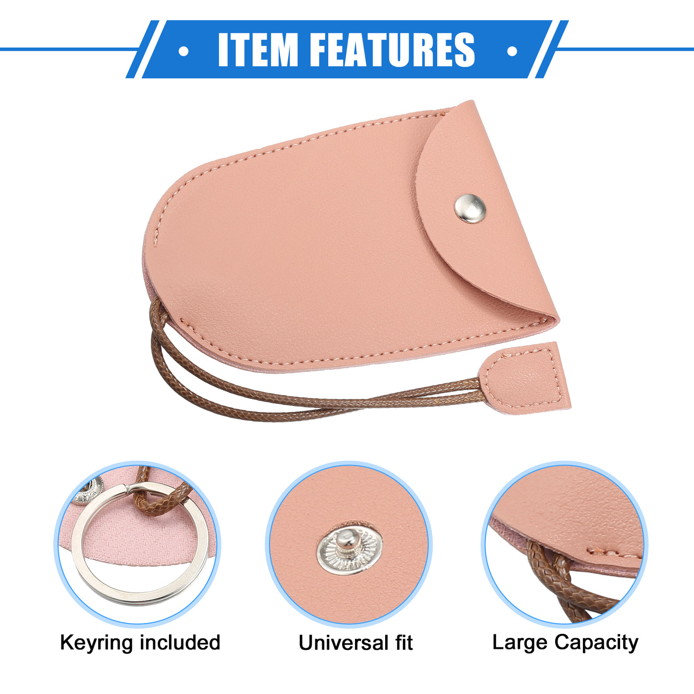 VekAuto 2 Pcs Pull Out Car Key Fob Case Cover Protector, Key Sleeve Keychain Bags Holder Universal for Car Full Protection Faux Leather Pink with Keyring