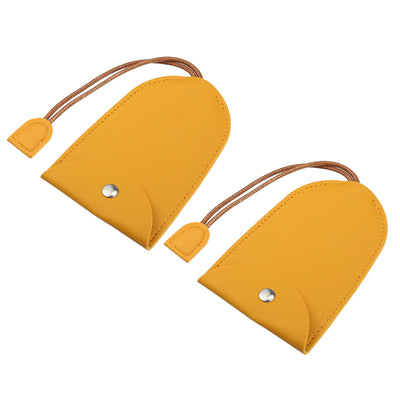 Harfington 2 Pcs Pull Out Car Key Fob Case Cover Protector, Key Sleeve Keychain Bags Holder Universal for Car Full Protection Faux Leather Yellow with Keyring