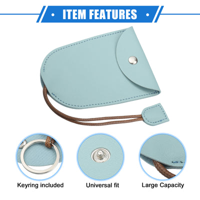 Harfington 2 Pcs Pull Out Car Key Fob Case Cover Protector, Key Sleeve Keychain Bags Holder Universal for Car Full Protection Faux Leather Blue with Keyring