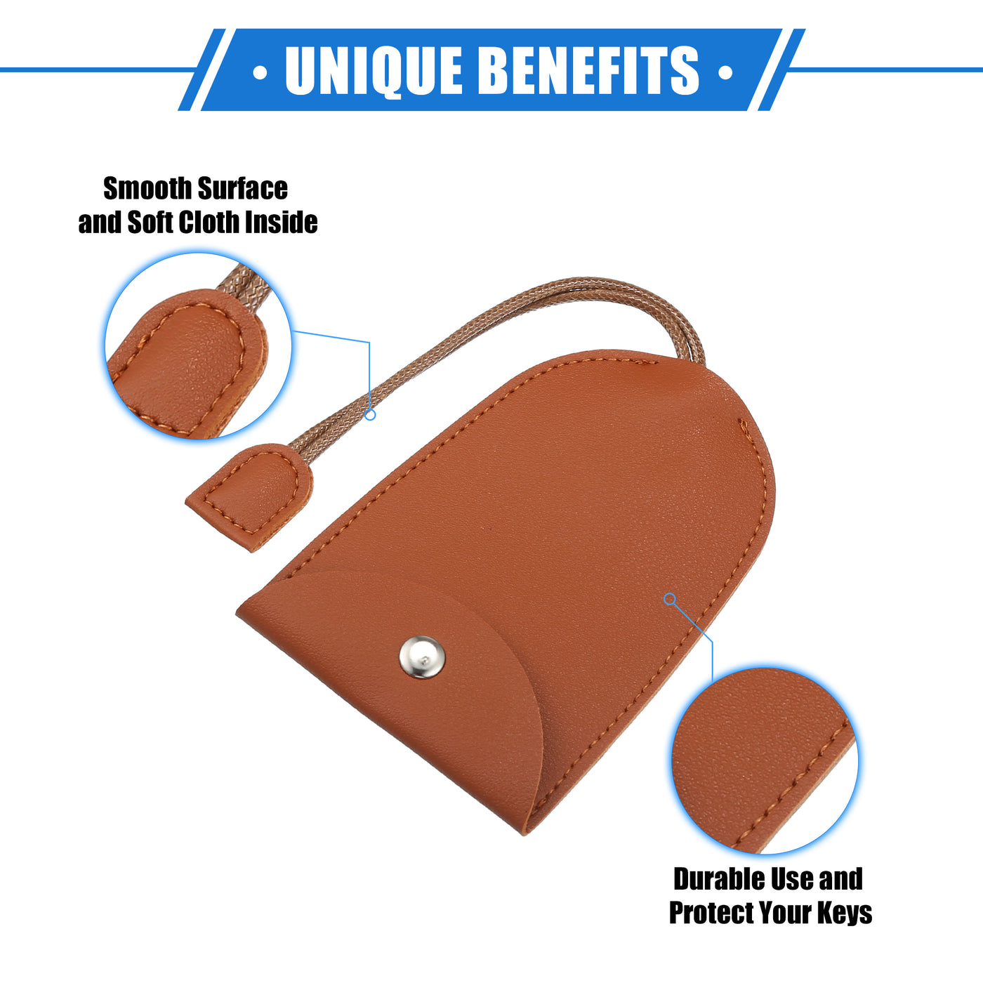 VekAuto 2 Pcs Pull Out Car Key Fob Case Cover Protector, Key Sleeve Keychain Bags Holder Universal for Car Full Protection Faux Leather Brown with Keyring