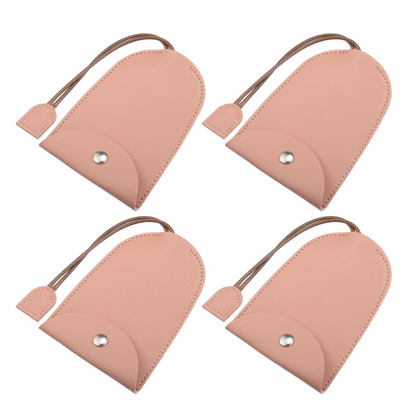 VekAuto 4 Pcs Pull Out Car Key Fob Case Cover Protector, Key Sleeve Keychain Bags Holder Universal for Car Full Protection Faux Leather Pink with Keyring