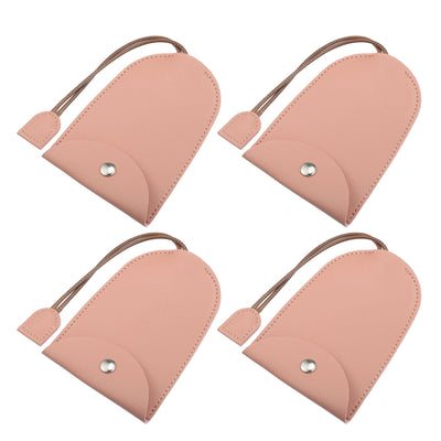 Harfington 4 Pcs Pull Out Car Key Fob Case Cover Protector, Key Sleeve Keychain Bags Holder Universal for Car Full Protection Faux Leather Pink with Keyring