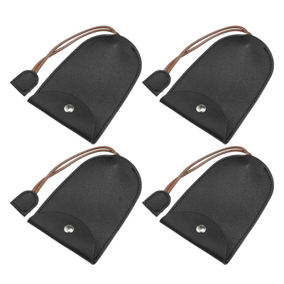 Harfington 4 Pcs Pull Out Car Key Fob Case Cover Protector, Key Sleeve Keychain Bags Holder Universal for Car Full Protection Faux Leather Black with Keyring