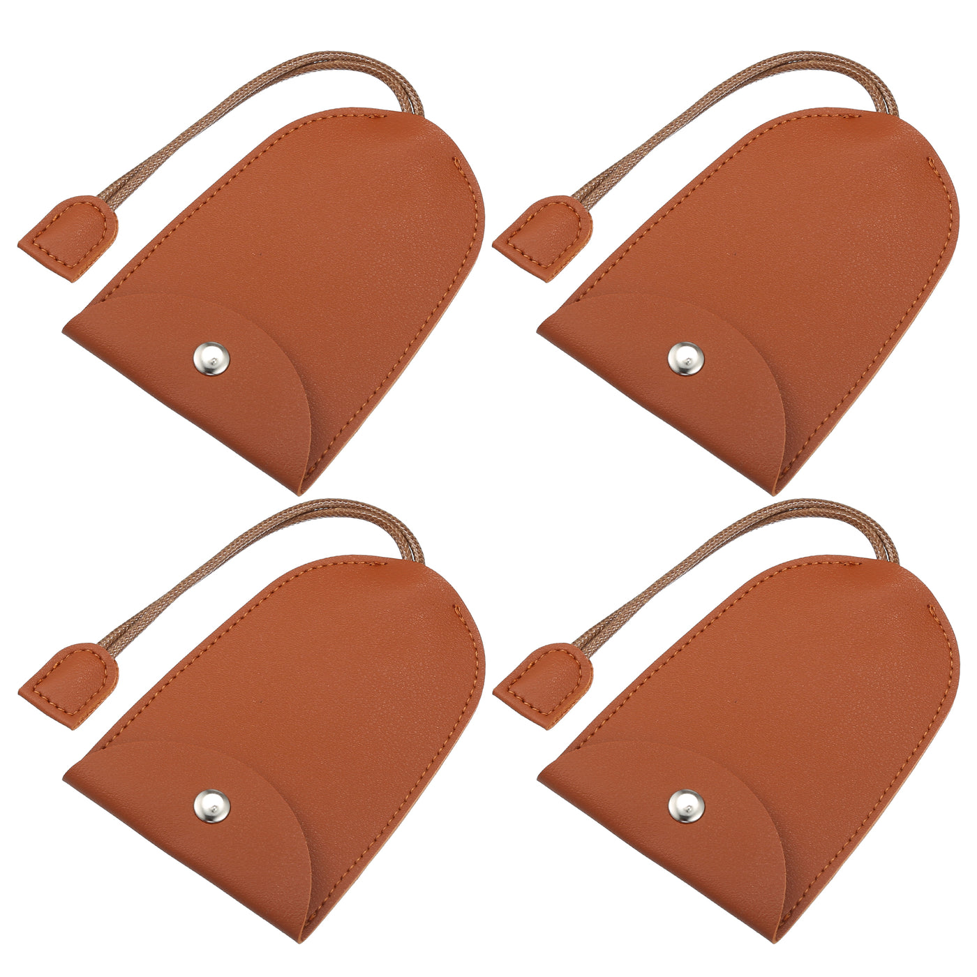 VekAuto 4 Pcs Pull Out Car Key Fob Case Cover Protector, Key Sleeve Keychain Bags Holder Universal for Car Full Protection Faux Leather Brown with Keyring