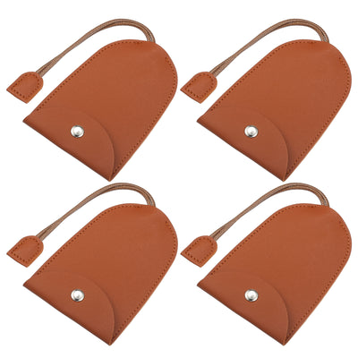 Harfington 4 Pcs Pull Out Car Key Fob Case Cover Protector, Key Sleeve Keychain Bags Holder Universal for Car Full Protection Faux Leather Brown with Keyring