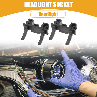 Harfington Automotive LED Headlight Bulb Retainer Adapter Holder Socket - Car Headlight Socket - for Ford Plastic Black - 1 Pair