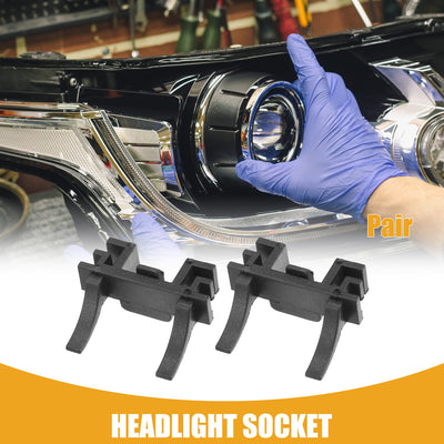 Harfington Automotive LED Headlight Bulb Retainer Adapter Holder Socket - Car Headlight Socket - for Ford Plastic Black - 1 Pair