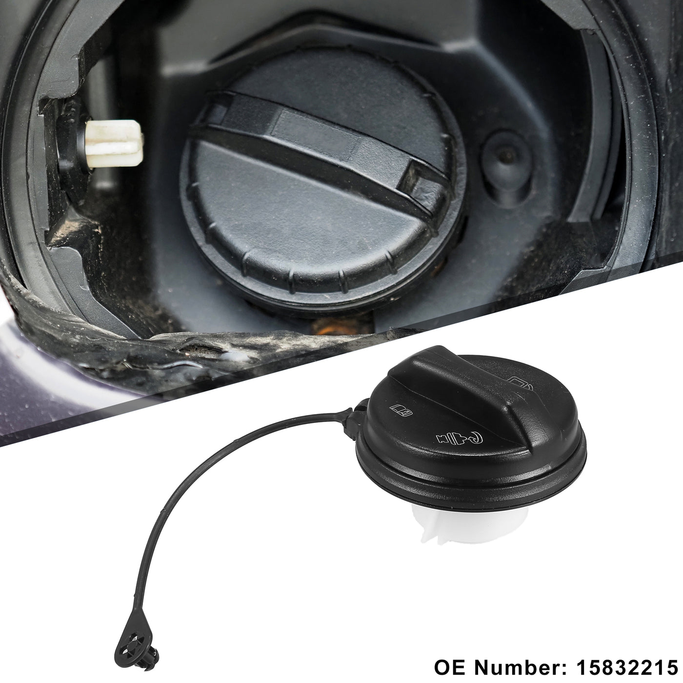 Motoforti Car Fuel Tank Filler Cover, Gas Tank Cap, for Cadillac XLR 2006-2009, ABS, No.15832215, Black