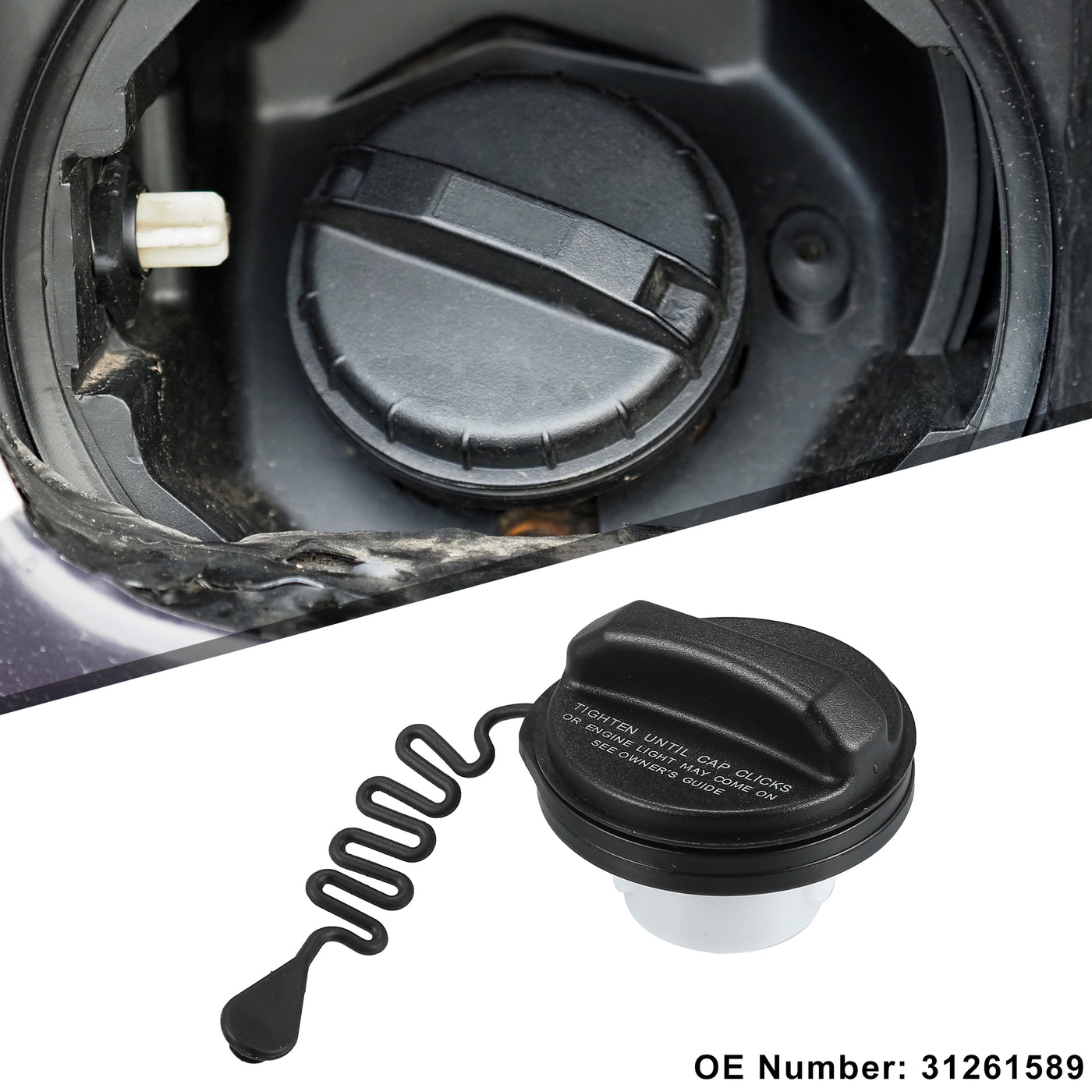 Motoforti Car Fuel Tank Filler Cover, Gas Tank Cap, for Volvo S40 2.5l 2004-2012, ABS, No.31261589, Black