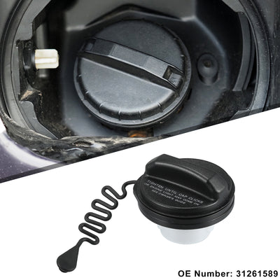 Harfington Car Fuel Tank Filler Cover, Gas Tank Cap, for Volvo S40 2.5l 2004-2012, ABS, No.31261589, Black