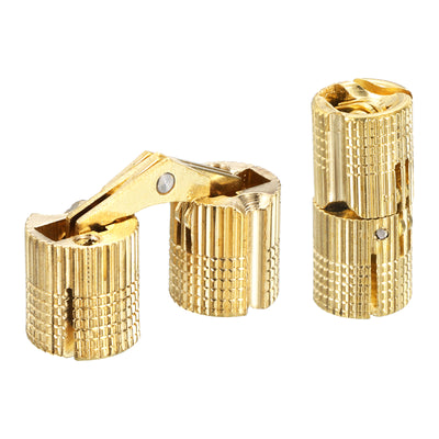 Harfington Uxcell 6Pcs 12mm Brass Barrel Hinges Invisible Hidden Concealed Furniture Hinges, Gold