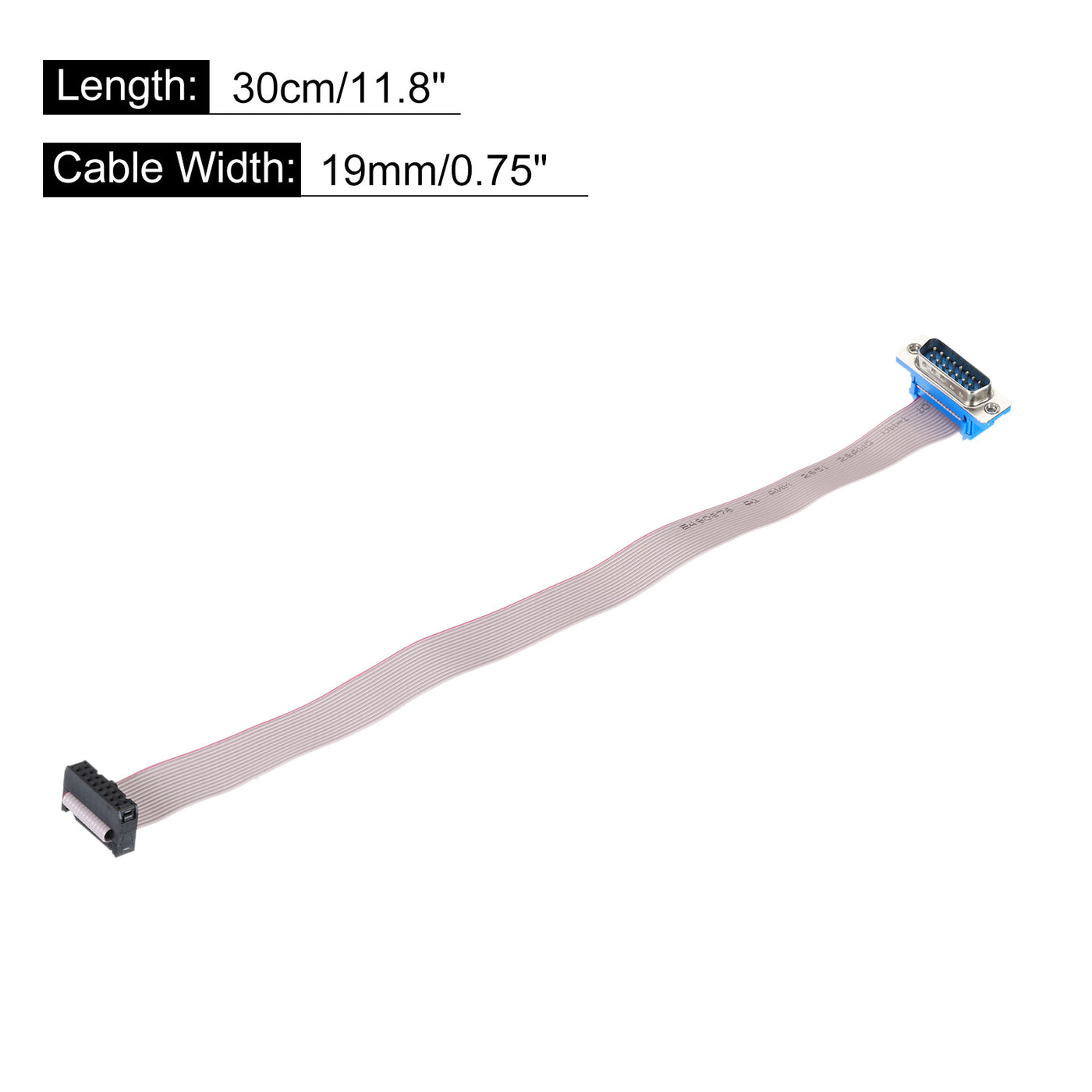 Harfington 16Pin Flat Ribbon Cable Grey DB15 Male to FC-16P 2.54mm Pitch 30cm Length DB Serial Port Cable for Computer, LED Display, DVD with 2 Screws