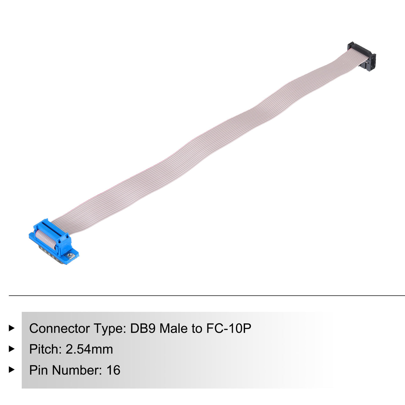 Harfington 16Pin Flat Ribbon Cable Grey DB15 Male to FC-16P 2.54mm Pitch 30cm Length DB Serial Port Cable for Computer, LED Display, DVD with 2 Screws