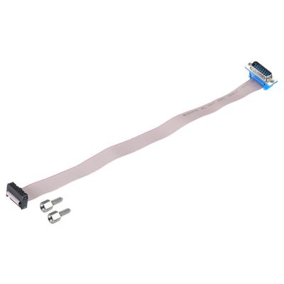 Harfington 16Pin Flat Ribbon Cable Grey DB15 Male to FC-16P 2.54mm Pitch 30cm Length DB Serial Port Cable for Computer, LED Display, DVD with 2 Screws