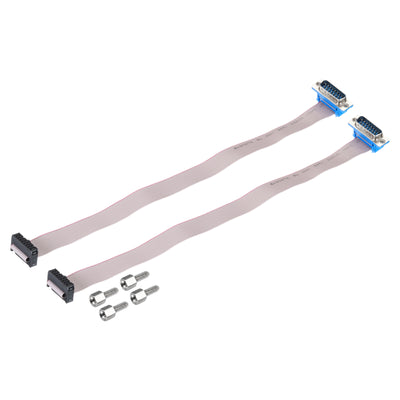 Harfington 2Pcs 16Pin Flat Ribbon Cable Grey DB15 Male to FC-16P 2.54mm Pitch 30cm Length DB Serial Port Cable for Computer, LED Display, DVD with 4 Screws