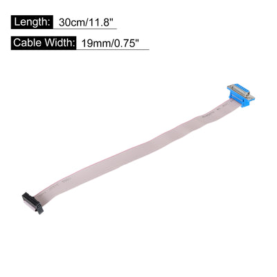 Harfington 16Pin Flat Ribbon Cable Grey DB15 Female to FC-16P 2.54mm Pitch 30cm Length DB Serial Port Cable for Computer, LED Display, DVD with 2 Screws