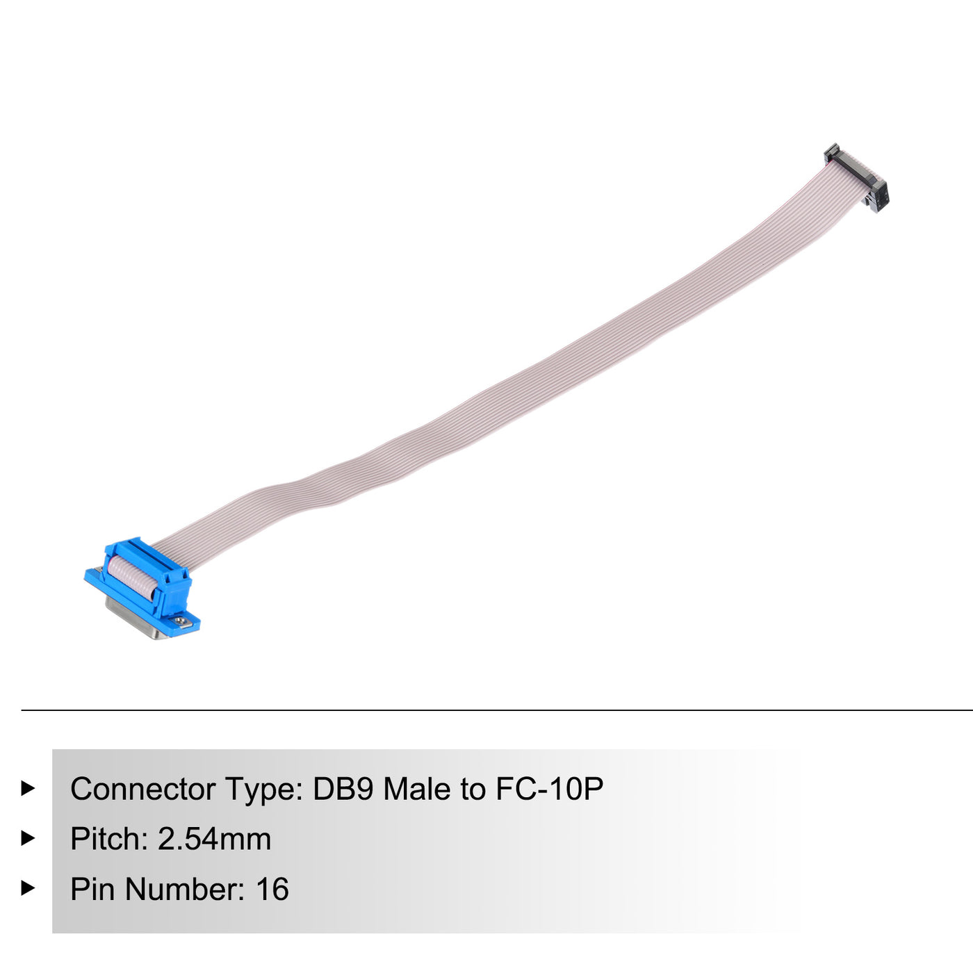 Harfington 16Pin Flat Ribbon Cable Grey DB15 Female to FC-16P 2.54mm Pitch 30cm Length DB Serial Port Cable for Computer, LED Display, DVD with 2 Screws