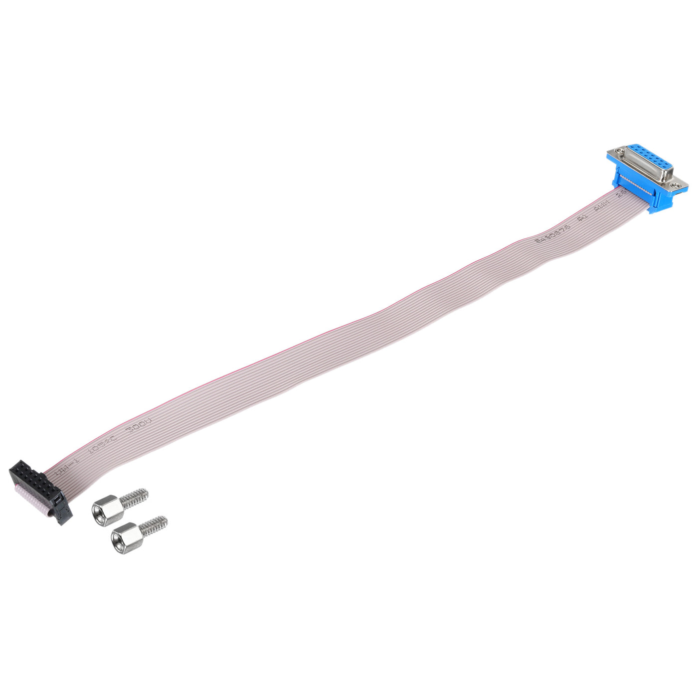 Harfington 16Pin Flat Ribbon Cable Grey DB15 Female to FC-16P 2.54mm Pitch 30cm Length DB Serial Port Cable for Computer, LED Display, DVD with 2 Screws