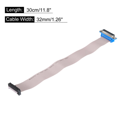 Harfington 26Pin Flat Ribbon Cable Grey DB25 Male to FC-26P 2.54mm Pitch 30cm Length DB Serial Port Cable for Computer, LED Display, DVD with 2 Screws