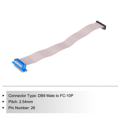 Harfington 26Pin Flat Ribbon Cable Grey DB25 Male to FC-26P 2.54mm Pitch 30cm Length DB Serial Port Cable for Computer, LED Display, DVD with 2 Screws