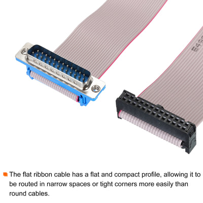 Harfington 26Pin Flat Ribbon Cable Grey DB25 Male to FC-26P 2.54mm Pitch 30cm Length DB Serial Port Cable for Computer, LED Display, DVD with 2 Screws