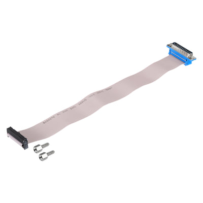 Harfington 26Pin Flat Ribbon Cable Grey DB25 Male to FC-26P 2.54mm Pitch 30cm Length DB Serial Port Cable for Computer, LED Display, DVD with 2 Screws