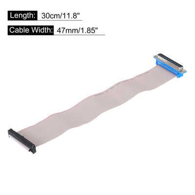 Harfington 40Pin Flat Ribbon Cable Grey DB37 Male to FC-40P 2.54mm Pitch 30cm Length DB Serial Port Cable for Computer, LED Display, DVD with 2 Screws