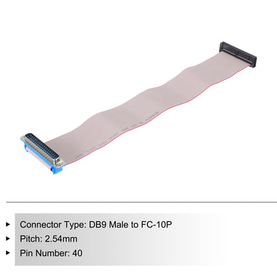 Harfington 40Pin Flat Ribbon Cable Grey DB37 Male to FC-40P 2.54mm Pitch 30cm Length DB Serial Port Cable for Computer, LED Display, DVD with 2 Screws