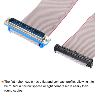 Harfington 40Pin Flat Ribbon Cable Grey DB37 Male to FC-40P 2.54mm Pitch 30cm Length DB Serial Port Cable for Computer, LED Display, DVD with 2 Screws