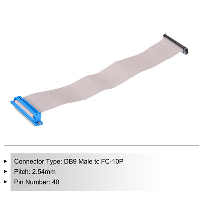 Harfington 40Pin Flat Ribbon Cable Grey DB37 Female to FC-40P 2.54mm Pitch 30cm Length DB Serial Port Cable for Computer, LED Display, DVD with 2 Screws