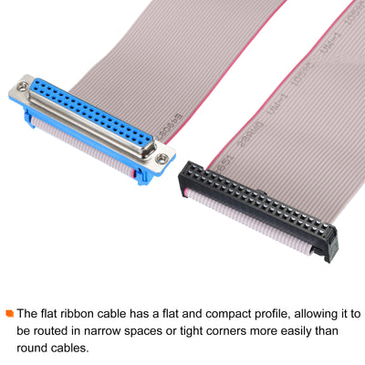 Harfington 40Pin Flat Ribbon Cable Grey DB37 Female to FC-40P 2.54mm Pitch 30cm Length DB Serial Port Cable for Computer, LED Display, DVD with 2 Screws