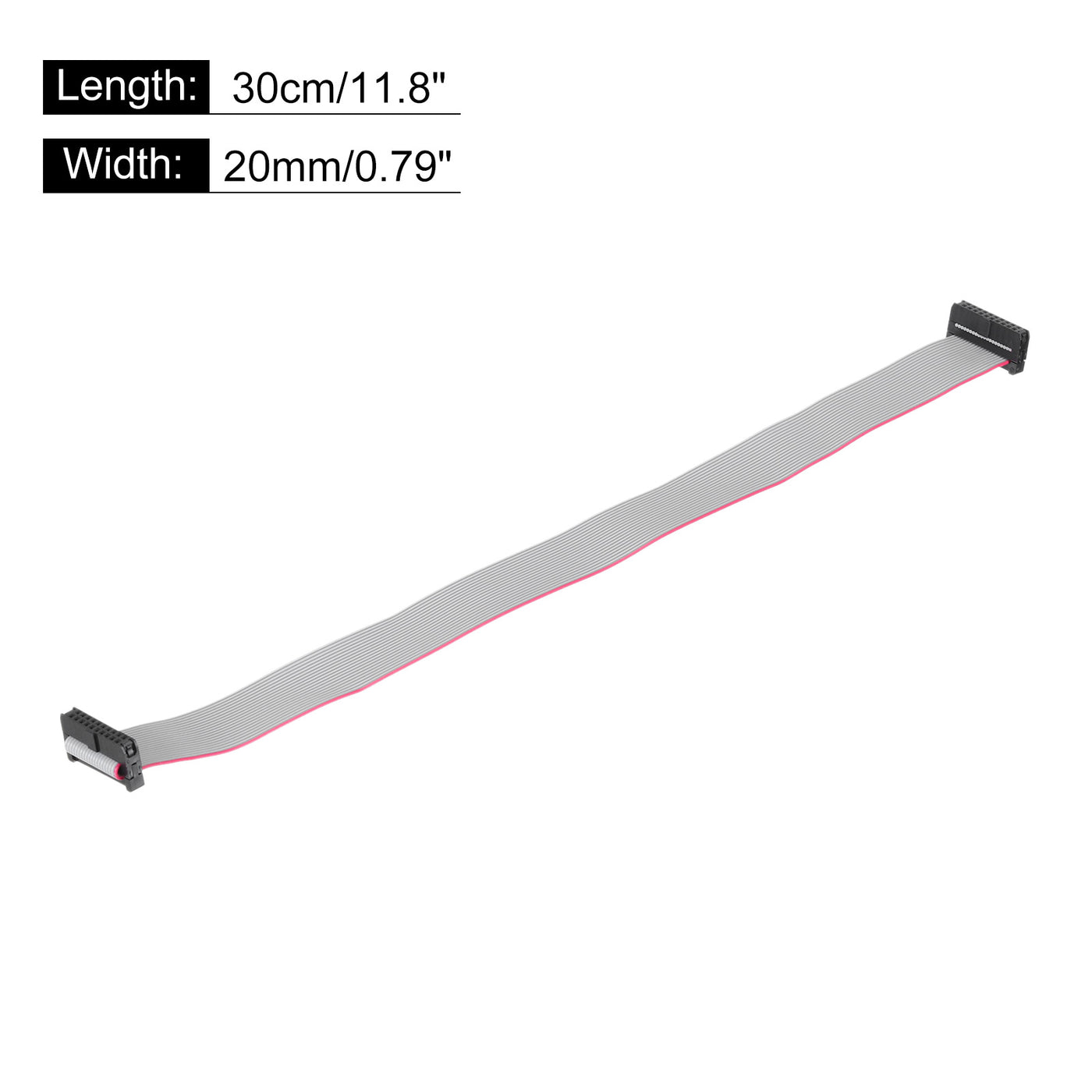 Harfington IDC 20Pin Flat Ribbon Cable, 2.0mm Pitch FC to FC Connector 30cm Length Grey Jumper Wire for Computer LED Display DVD, 2Pcs