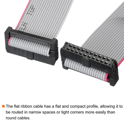 Harfington IDC 20Pin Flat Ribbon Cable, 2.0mm Pitch FC to FC Connector 30cm Length Grey Jumper Wire for Computer LED Display DVD, 2Pcs