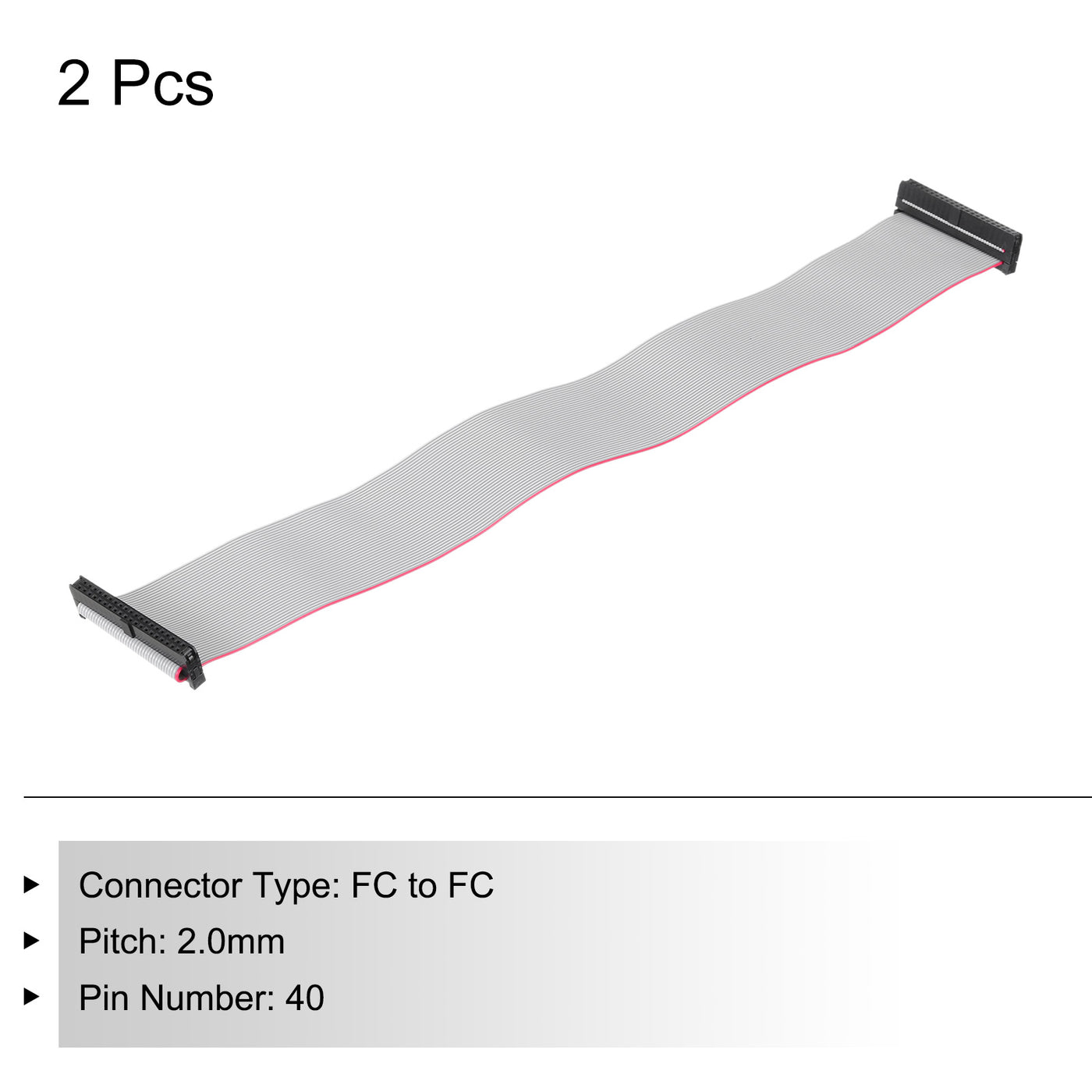 Harfington IDC 40Pin Flachbandkabel, 2,0 mm Pitch FC zu FC Stecker, 30 cm Länge, grauer Jumperdraht für Computer LED Display DVD, 2 Stück