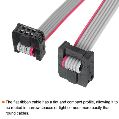 Harfington IDC 6Pin Flat Ribbon Cable, 2.0mm Pitch FC to FC Connector 20cm Length Grey Jumper Wire for Computer LED Display DVD, 5Pcs