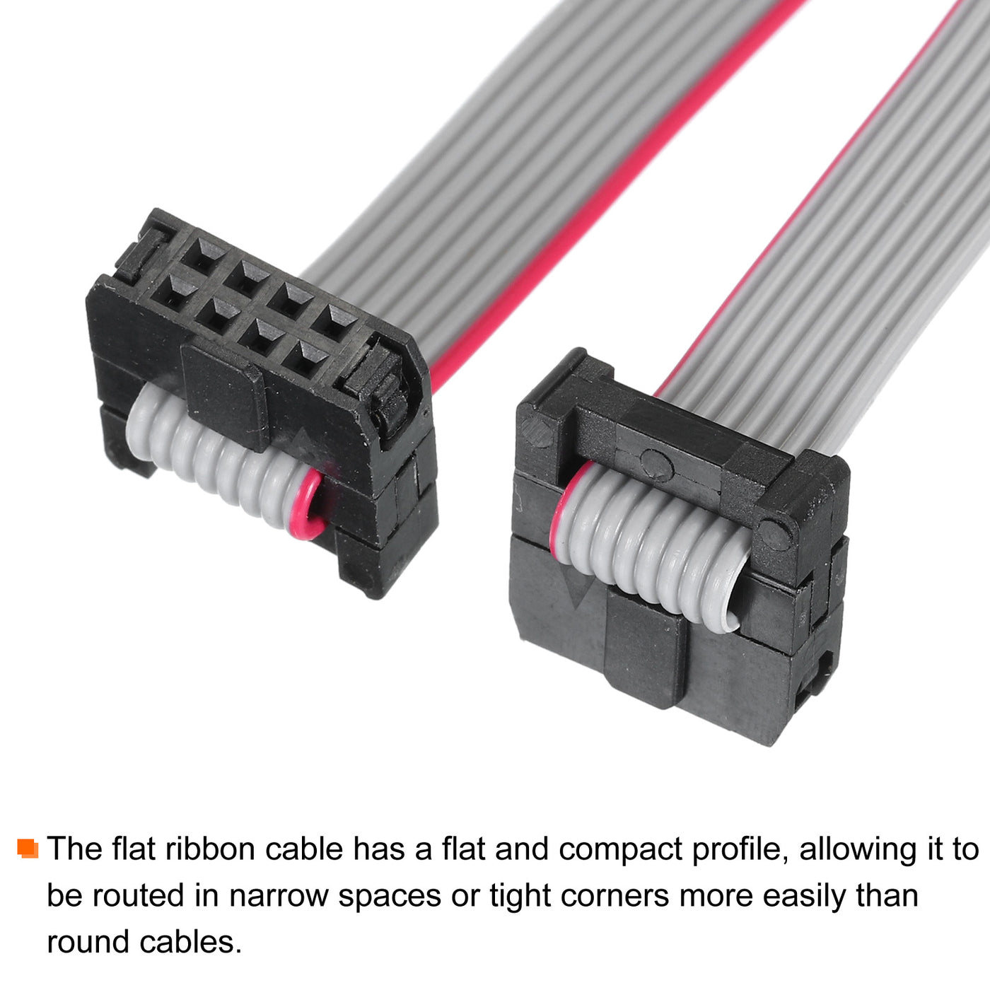 Harfington IDC 8Pin Flat Ribbon Cable, 2.0mm Pitch FC to FC Connector 20cm Length Grey Jumper Wire for Computer LED Display DVD, 5Pcs