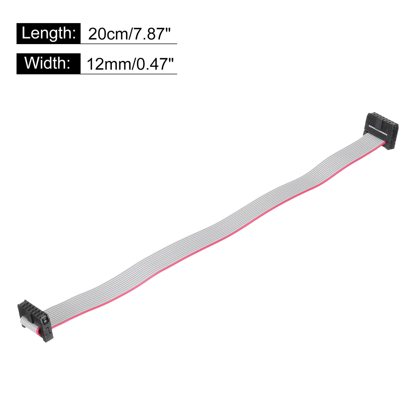 Harfington IDC 12Pin Flat Ribbon Cable, 2.0mm Pitch FC to FC Connector 20cm Length Grey Jumper Wire for Computer LED Display DVD, 5Pcs