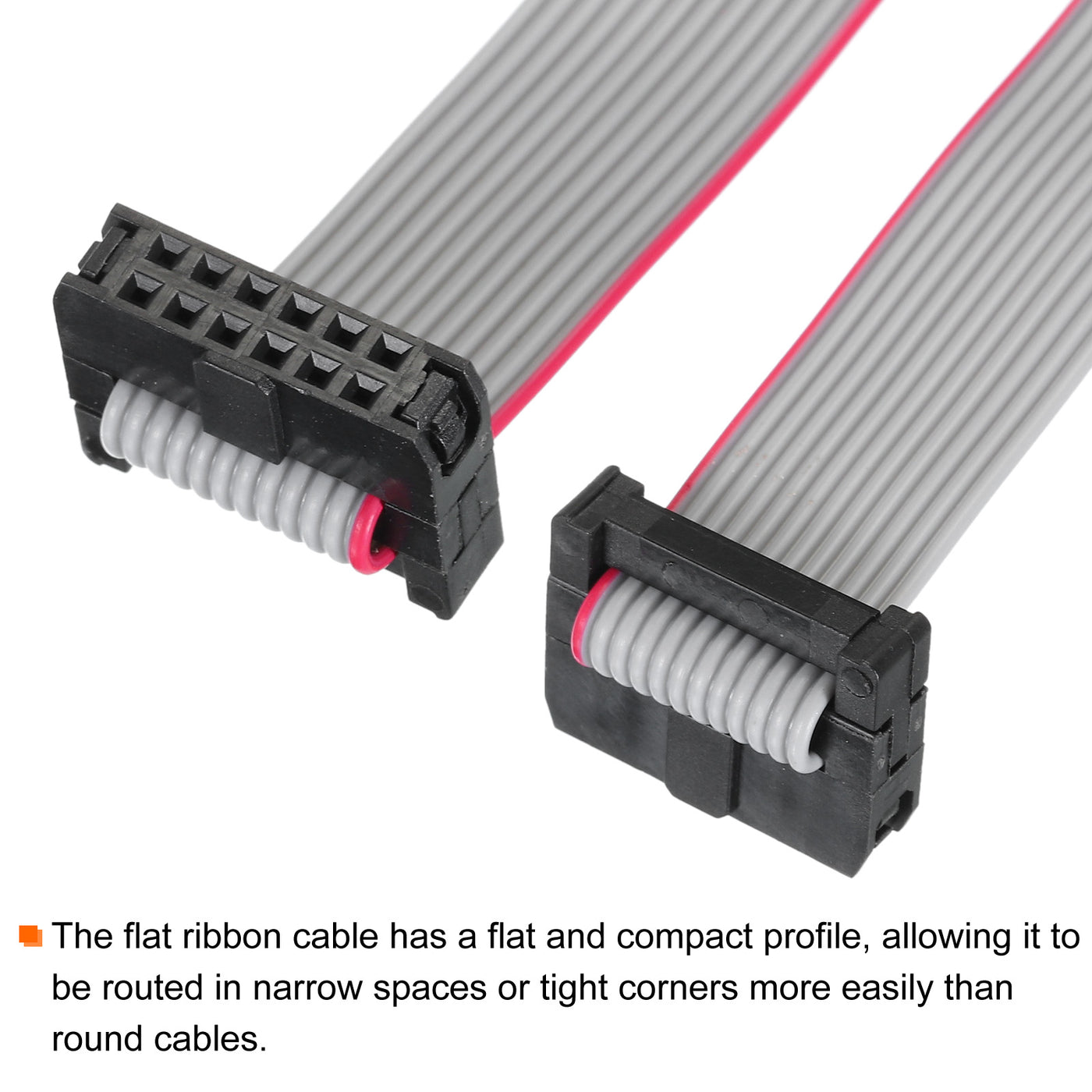 Harfington IDC 12Pin Flat Ribbon Cable, 2.0mm Pitch FC to FC Connector 20cm Length Grey Jumper Wire for Computer LED Display DVD, 5Pcs